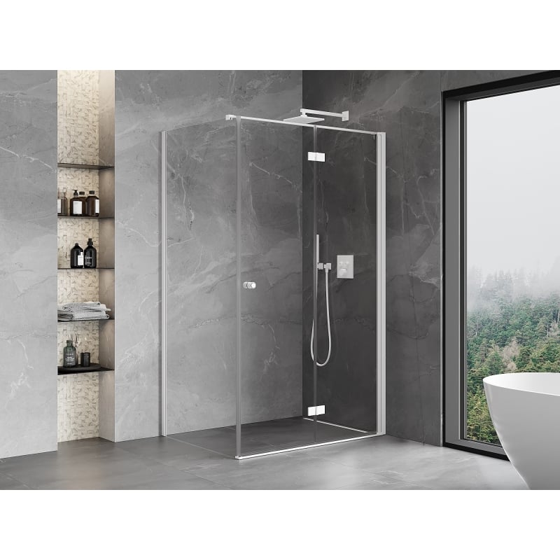 Mexen Mist-F összecsukható zuhanykabin jobb 80 x 95 cm, átlátszó, fehér - 8A6T-080-095-20-00-P