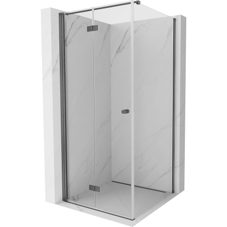 Mexen Mist-F összecsukható bal oldali zuhanykabin 80 x 80 cm, átlátszó, gun gray kefe - 8A6T-080-080-66-00-L