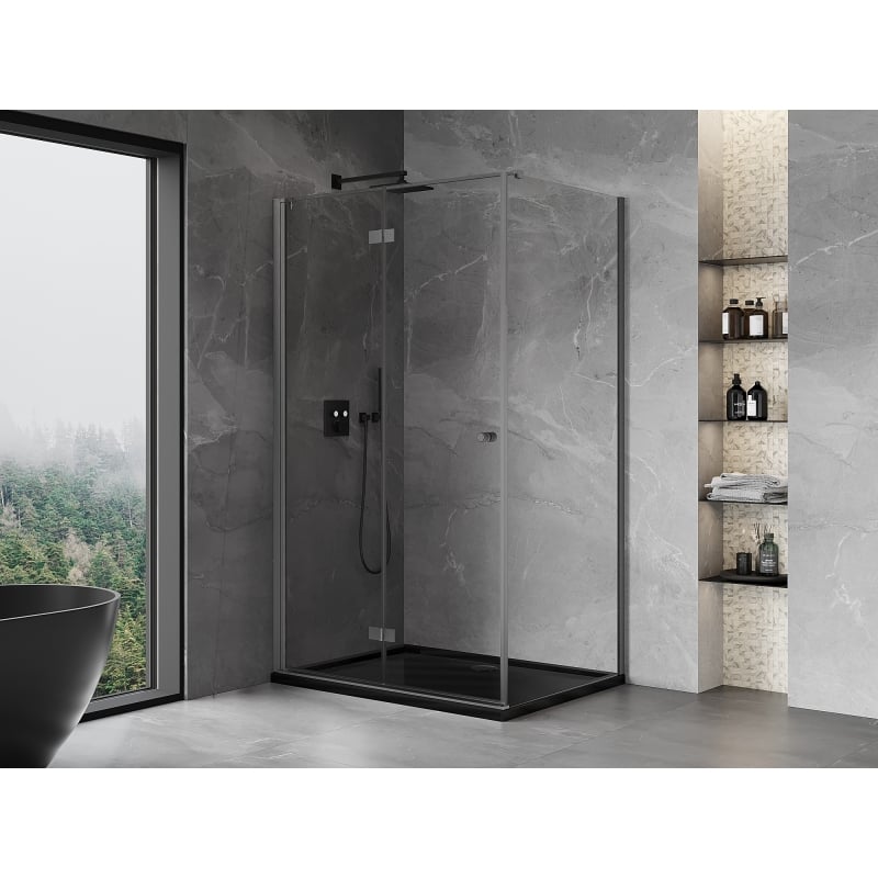 Mexen Mist-F összecsukható zuhanykabin bal 95 x 80 cm, áttetsző, csiszolt fegyverszürke - 8A6T-095-080-66-00-L