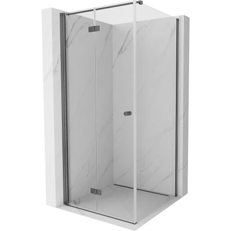 Mexen Mist-F cabina de duș pliată stânga 90 x 90 cm, transparentă, gri armă periat - 8A6T-090-090-66-00-L