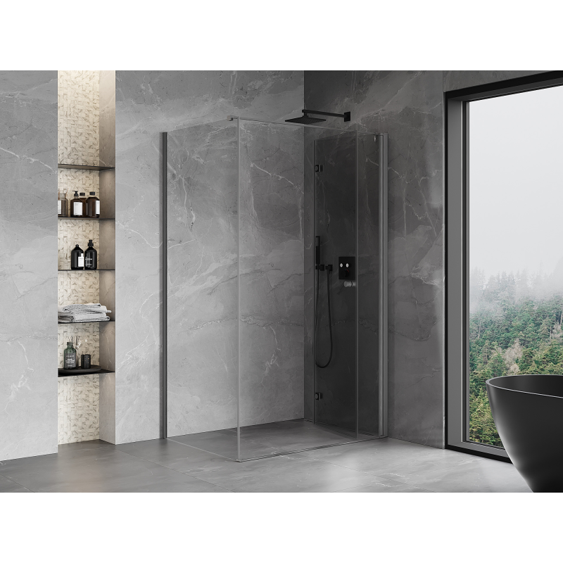 Mexen Mist-F cabină de duș pliabilă dreaptă 95 x 70 cm, transparentă, gri gun periat - 8A6T-095-070-66-00-P