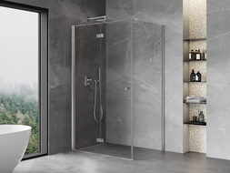 Mexen Mist-F összecsukható bal zuhanykabin 110 x 80 cm, átlátszó, szálcsiszolt nikkel - 8A6T-110-080-97-00-L