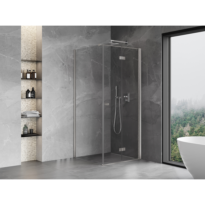 Mexen Mist-F cabina de duș pliabilă dreapta 80 x 80 cm, transparent, nichel periat - 8A6T-080-080-97-00-P