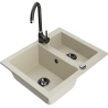 Mexen Carlos gránit 1,5-medencés mosogató Telma konyhai csapteleppel, bézs - 6518-69-670200-70