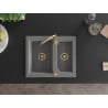 Mexen Carlos chiuvetă din granit cu 1,5 compartimente cu baterie de bucătărie Telma, gri - 6518-71-670200-50