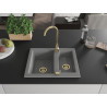 Mexen Carlos chiuvetă din granit 1,5 compartimentară cu baterie de bucătărie Telma, gri - 6518-71-670200-50