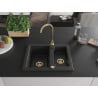 Mexen Carlos chiuvetă de granit 1,5 compartimente cu baterie de bucătărie Telma, negru/argintiu metalizat - 6518-73-670200-50