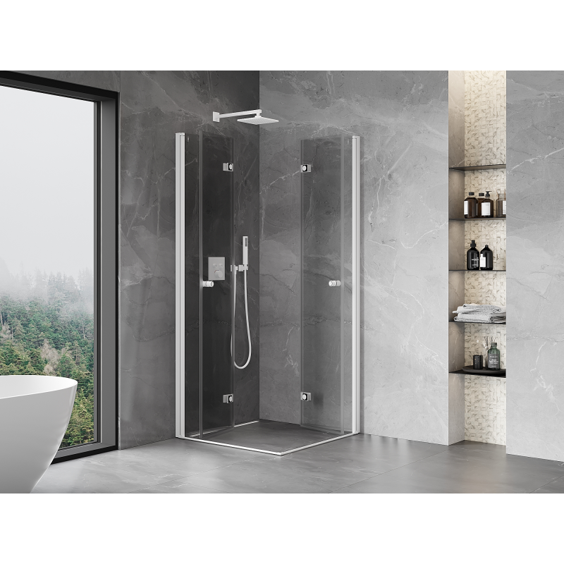 Mexen Mist-F Duo cabină de duș pliabilă 120 x 120 cm, transparentă, albă - 8A6-120L-120P-20-00