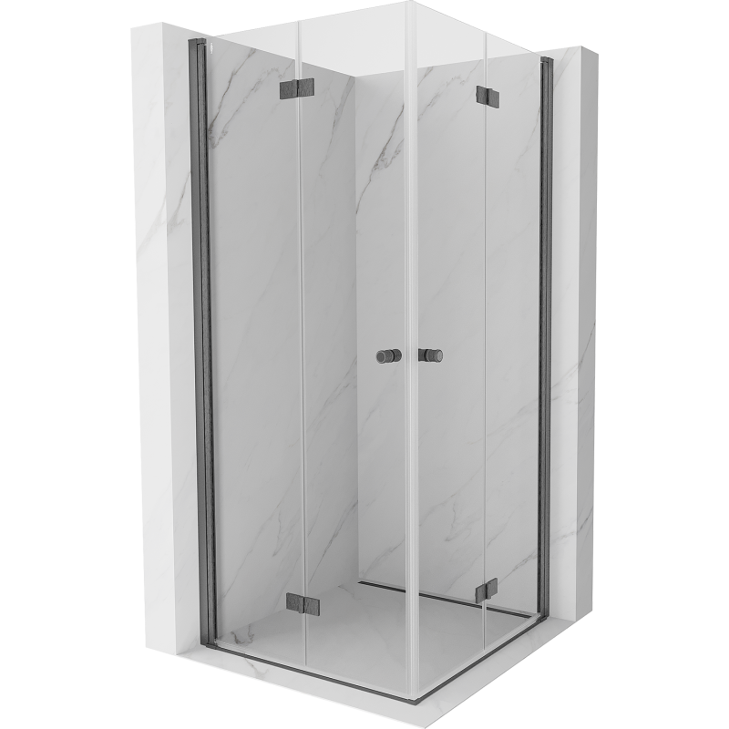 Mexen Mist-F Duo cabină de duș pliabilă 70 x 70 cm, transparentă, gri periat - 8A6-070L-070P-66-00