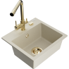 Mexen Milo chiuvetă de granit cu o cuvă cu baterie de bucătărie Duero, bej - 6505-69-671600-50