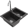 Mexen Carlos 1,5-medencés gránit mosogató Telma konyhai csapteleppel, fekete pettyes - 6518-76-670200-00