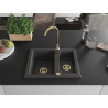 Mexen Carlos chiuvetă de granit cu 1,5 cuve și baterie de bucătărie Telma, neagră cu pete - 6518-76-670200-50