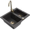 Mexen Carlos 1,5-medencés gránit mosogató Telma konyhai csapteleppel, fekete pöttyös - 6518-76-670200-50
