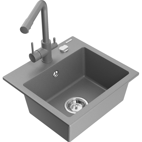Mexen Milo 1-medencés gránit mosogató Duero konyhai csapteleppel, szürke - 6505-71-671600-71
