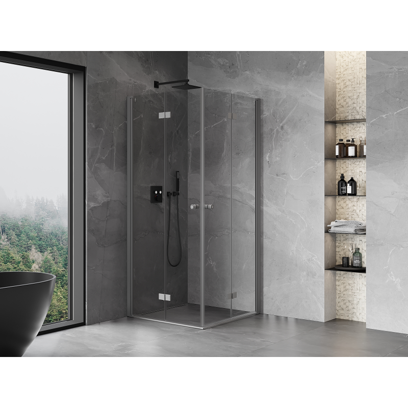 Mexen Mist-F Cabină de duș dublă pliabilă 70 x 70 cm, transparentă, metal armat - 8A6-070L-070P-95-00