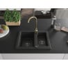 Mexen Carlos chiuvetă de granit cu 1,5 compartiment și baterie de bucătărie Telma, Neagră - 6518-77-670200-50