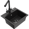 Mexen Milo chiuvetă de bucătărie din granit cu 1 cuvă și robinet Duero, negru/auriu metalizat - 6505-75-671600-70-B