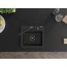 Mexen Milo chiuvetă din granit cu 1 compartiment și baterie de bucătărie Duero, negru/auriu metalizat - 6505-75-671600-70-B