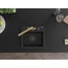 Mexen Milo chiuvetă de granit cu 1 compartiment și baterie de bucătărie Duero, Neagră - 6505-77-671600-50-B