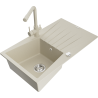 Mexen Cesar 1-medencés gránit mosogató csepegtetővel és Duero konyhai csappal, bézs - 6514-69-671600-69