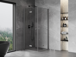 Mexen Mist-F Duo összecsukható zuhanykabin 115 x 115 cm, átlátszó, gun metal - 8A6-115L-115P-95-00