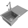 Mexen Cesar egymedencés gránit mosogató csepegtetővel és Duero konyhai csappal, szürke - 6514-71-671600-00