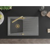 Mexen Cesar chiuvetă din granit cu 1 compartiment cu scurgător și robinet de bucătărie Duero, gri - 6514-71-671600-50