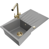Mexen Cesar egykamrás gránit mosogató csepptálcával és Duero konyhai csapteleppel, szürke - 6514-71-671600-50