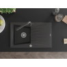 Mexen Cesar chiuvetă de granit cu 1 compartiment, cu scurgător și baterie de bucătărie Duero, negru cu pete