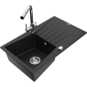 Mexen Cesar egymedencés gránit mosogató csepegtetővel és Duero konyhai csapteleppel, fekete - 6514-77-671600-00