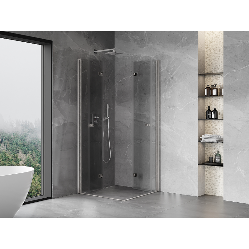 Mexen Mist-F Cabină de duș Duo pliabilă 105 x 105 cm, transparentă, nichel periat - 8A6-105L-105P-97-00