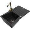 Mexen Cesar egymedencés gránit mosogató lefolyóval és Duero konyhai csapteleppel, fekete - 6514-77-671600-50-B