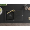 Mexen Cesar chiuvetă de granit cu 1 compartiment cu scurgător și baterie de bucătărie Duero, neagră - 6514-77-671600-50-B