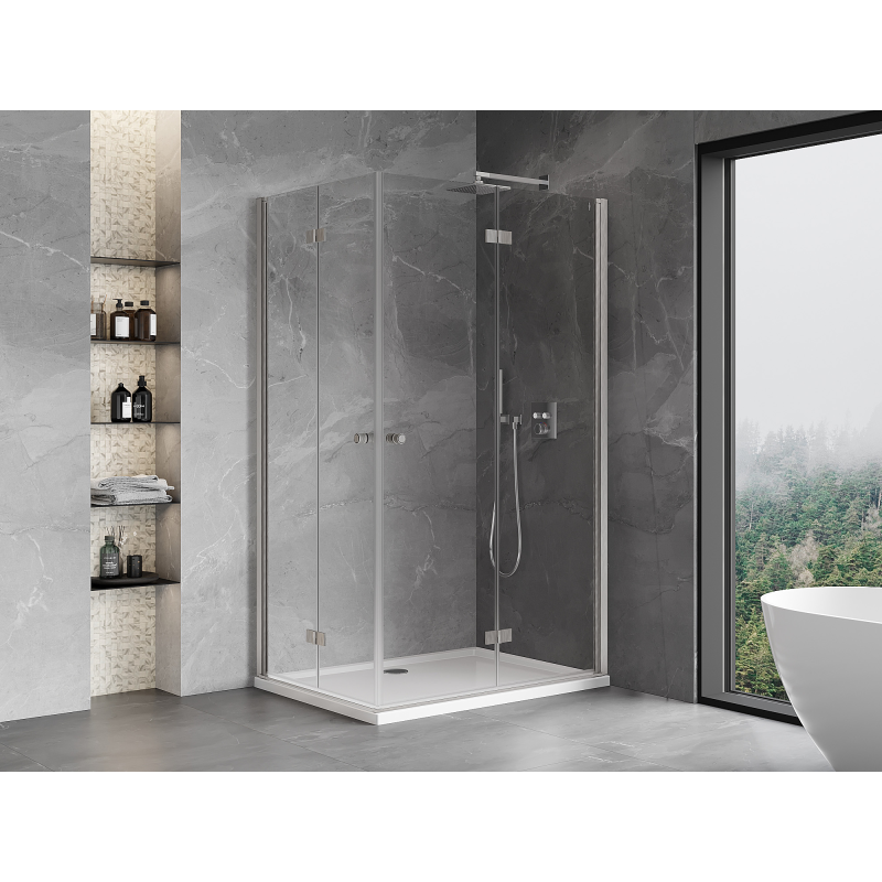 Mexen Mist-F Cabină de duș dublă pliabilă dreapta 85 x 120 cm, transparent, nichel periat - 8A6-085L-120P-97-00