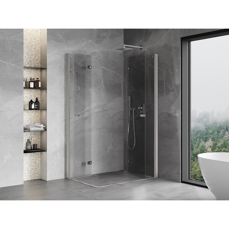 Mexen Mist-F Cabină de duș dublă pliabilă dreapta 85 x 120 cm, transparent, nichel periat - 8A6-085L-120P-97-00