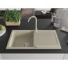 Mexen Leo chiuvetă de granit cu 1 cuvă și scurgător și baterie de bucătărie Telma, bej - 6501-69-670200-69