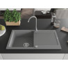 Mexen Leo chiuvetă de granit cu 1 cuvă, cu scurgător și baterie de bucătărie Telma, gri - 6501-71-670200-71