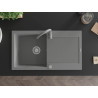 Mexen Leo chiuvetă de granit cu 1 cuvă, cu scurgător și baterie de bucătărie Telma, gri - 6501-71-670200-71
