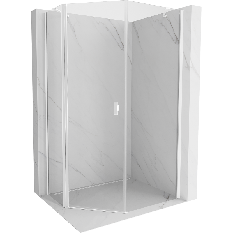 Mexen Mist aszimmetrikus ötszögletű zuhanykabin, 80 x 100 cm, átlátszó, fehér - 8A8-080-100-20-00