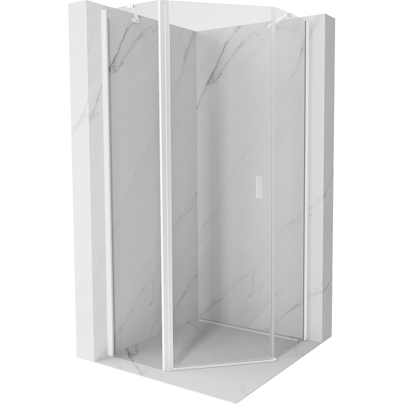 Mexen Mist cabina de duș pentagonală cu uși batante 100 x 100 cm, transparentă, albă - 8A8-100-100-20-00