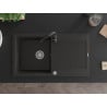 Mexen Leo chiuvetă bucătărie granit 1-cameră cu scurgător și baterie Telma, negru/auriu metalizat - 6501-75-670200-70
