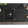 Mexen Leo chiuvetă de granit cu 1 compartiment, cu scurgător și baterie de bucătărie Telma, negru/auriu metalizat