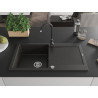 Mexen Leo chiuvetă de granit cu 1 compartiment, cu scurgător și baterie de bucătărie Telma, negru/auriu metalizat
