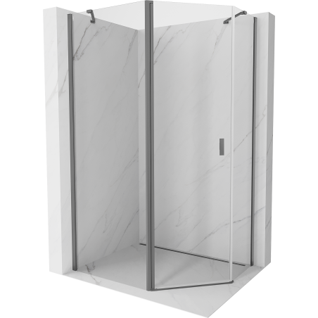 Mexen Mist cabina de duș pentagonală asimetrică cu ușă batantă 90 x 80 cm, transparentă, gun metal - 8A8-090-080-95-00