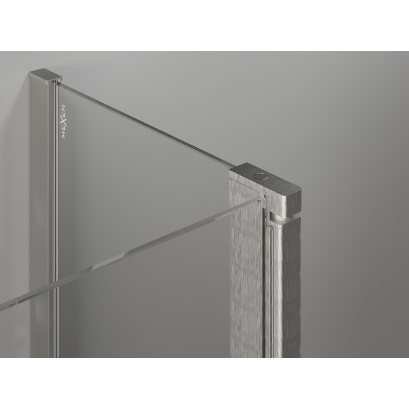 Mexen Mist cabină de duș pentagonală asimetrică cu uși pivotante 80 x 90 cm, transparentă, nichel periat