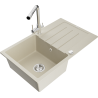 Mexen Bruno chiuvetă granit 1-cameră cu scurgător și baterie de bucătărie Duero, bej - 6513-69-671600-00