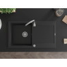 Mexen Leo chiuvetă de granit cu 1 compartiment cu scurgător și baterie de bucătărie Telma, negru - 6501-77-670200-00