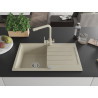 Mexen Bruno chiuvetă de bucătărie din granit cu 1 cuvă, cu scurgător și baterie Duero, bej - 6513-69-671600-69