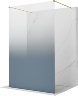 Mexen Kioto perete de duș independent 140 x 200 cm, ombre albastru 8 mm, auriu periat - 800-140-002-55-46