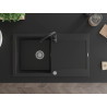 Mexen Leo chiuvetă din granit cu 1 compartiment cu scurgător și baterie de bucătărie Telma, negru - 6501-77-670200-70
